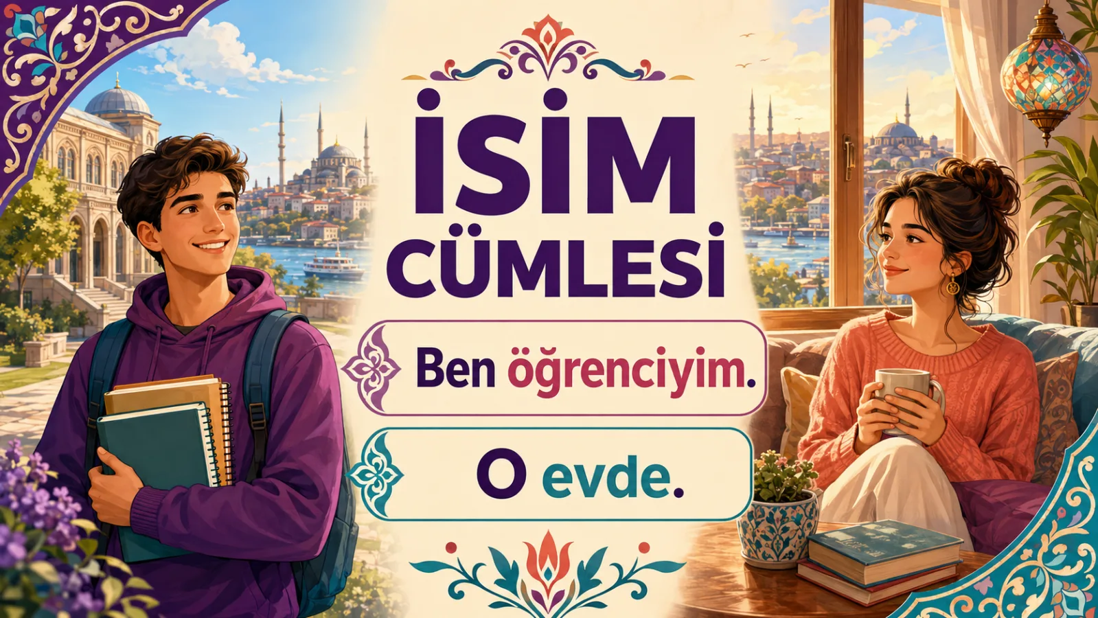 Именные предложения: «Я студент», «Она дома» Ben öğrenciyim. O evde.