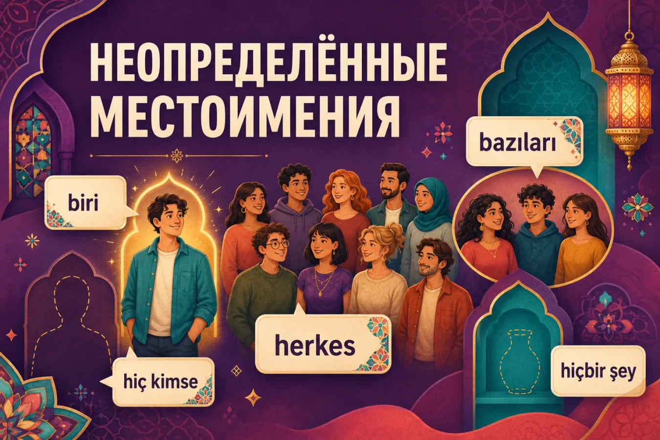 Неопределённые местоимения Biri, birisi, bazıları, herkes, hiç kimse, hiçbir şey.