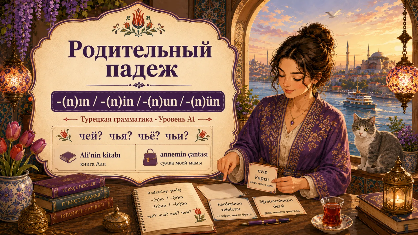 Родительный падеж: -(n)ın / -(n)in / -(n)un / -(n)ün